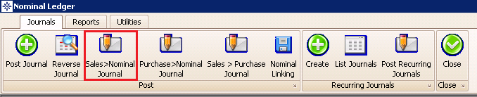 NL Sales to nominal journal